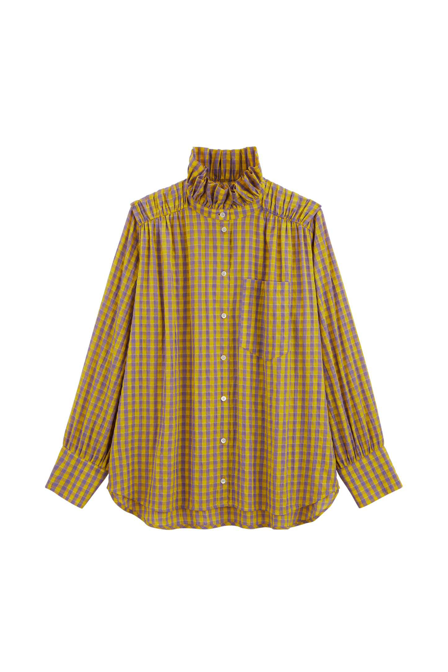 Chemise Léonor vichy jaune et violet