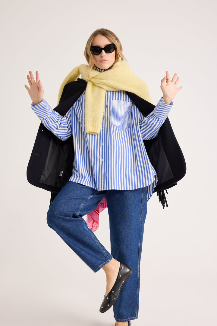 Shirt Léonor stripes white and blue