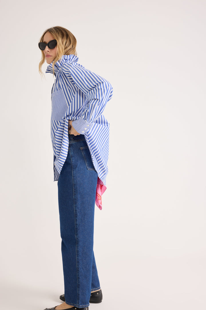 Shirt Léonor stripes white and blue