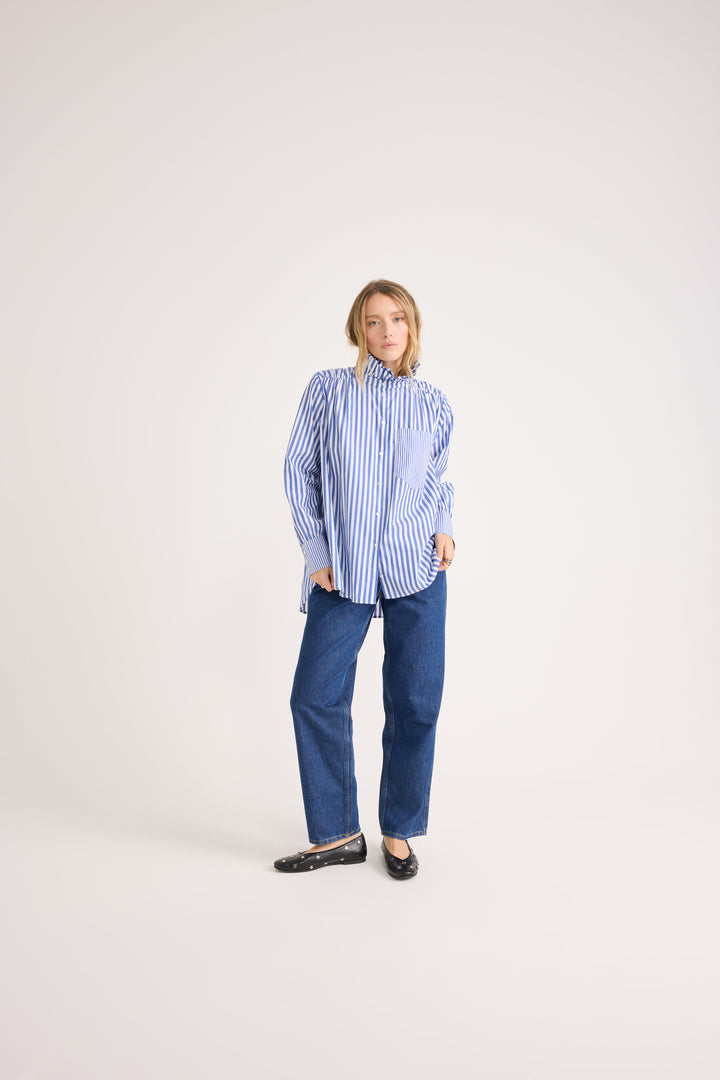 Shirt Léonor stripes white and blue