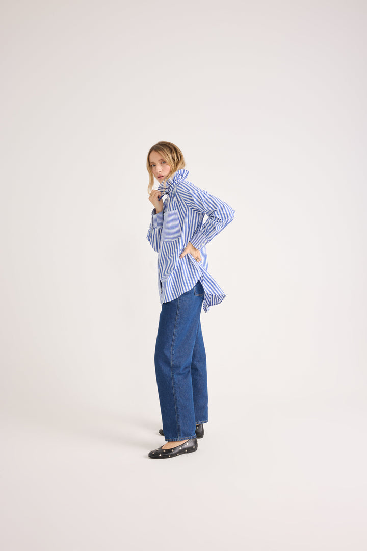 Shirt Léonor stripes white and blue