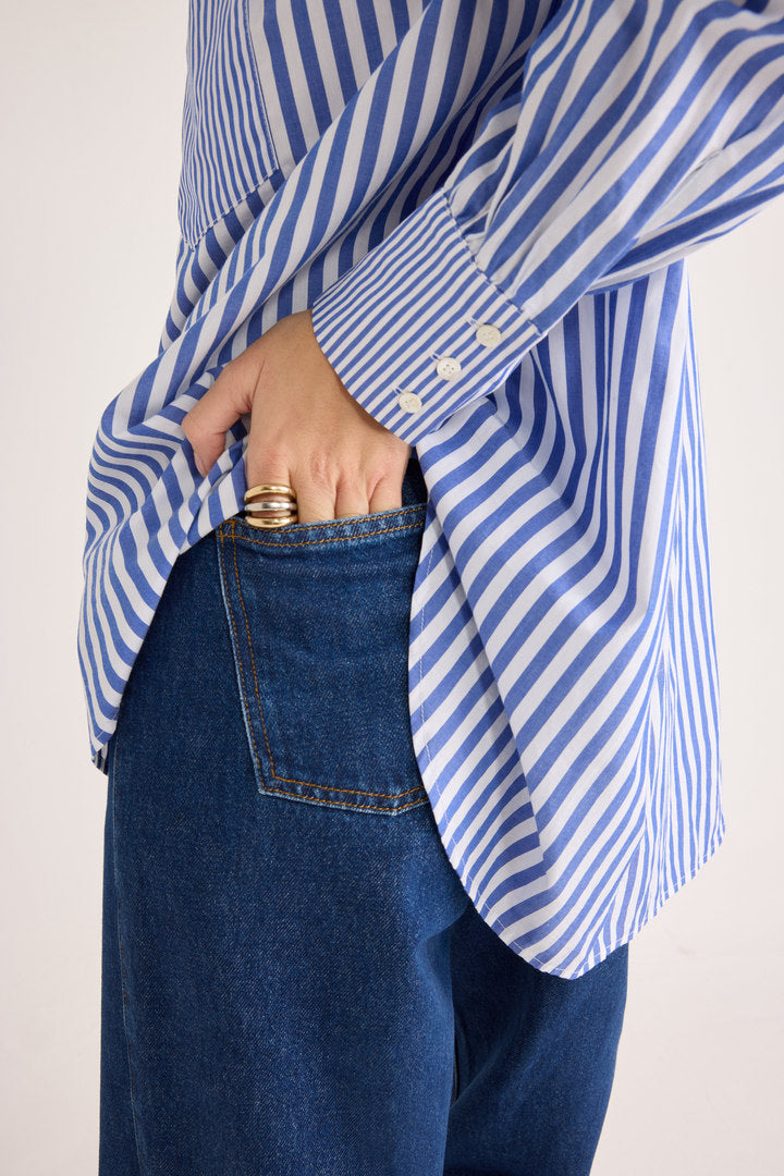 Shirt Léonor stripes white and blue