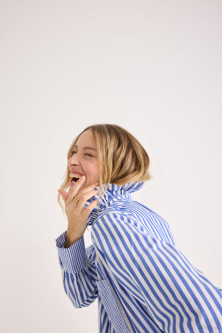 Shirt Léonor stripes white and blue