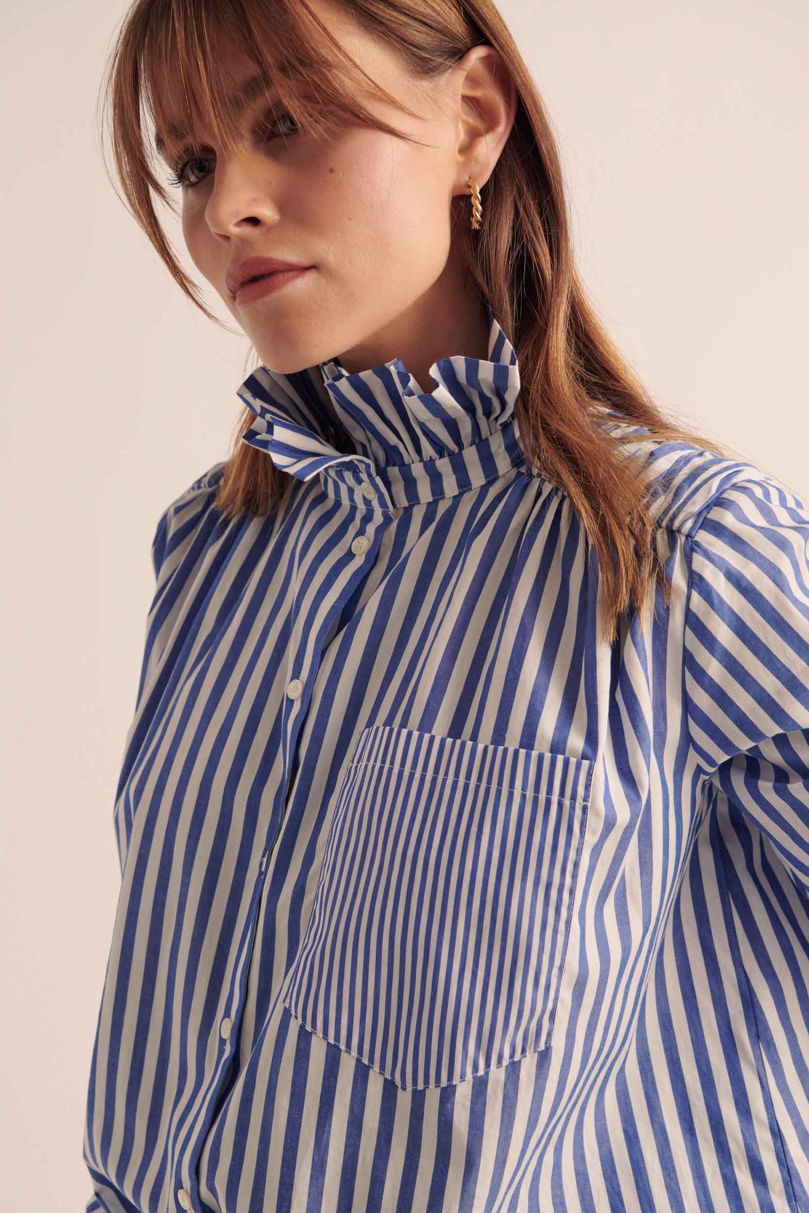 Shirt Léonor stripes white and blue