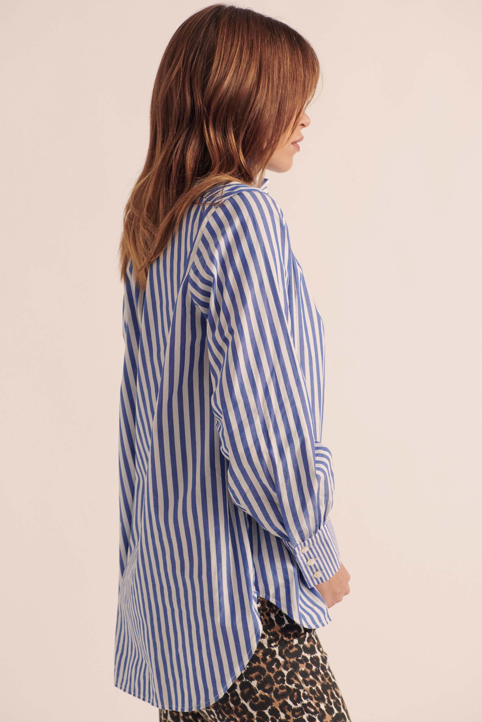 Shirt Léonor stripes white and blue