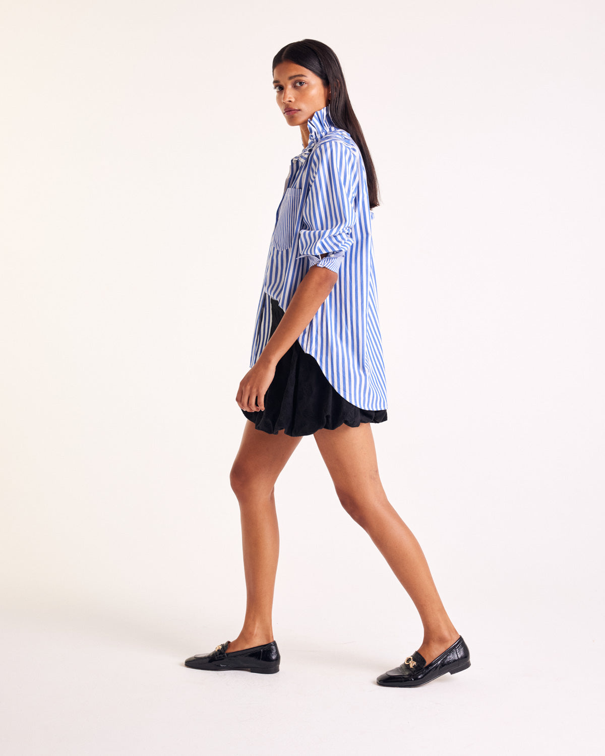 Shirt Léonor stripes white and blue