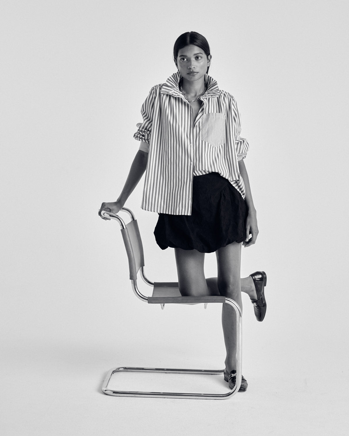Shirt Léonor stripes white and blue