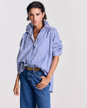 Chemise Léonor rayures blanc et bleu