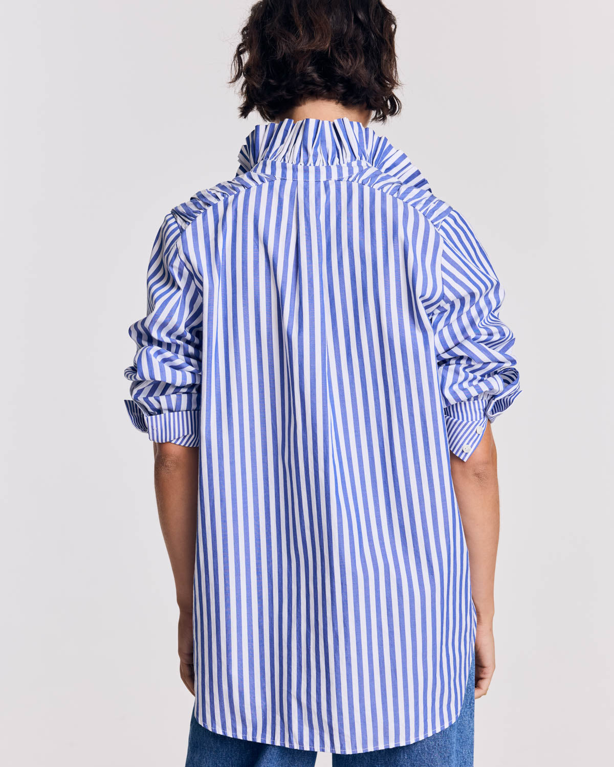 Chemise Léonor rayures blanc et bleu