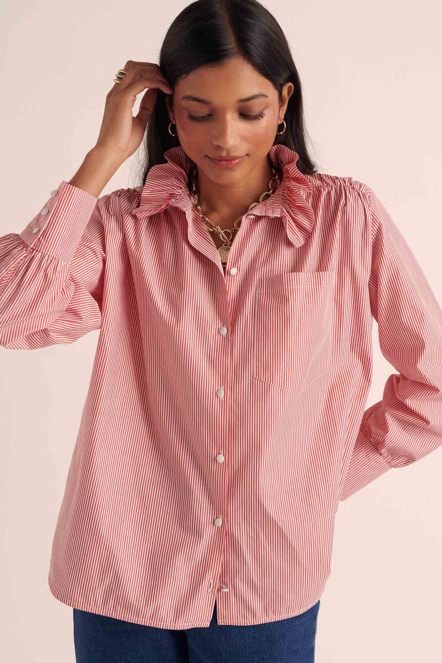 Léonor shirt with red and white stripes