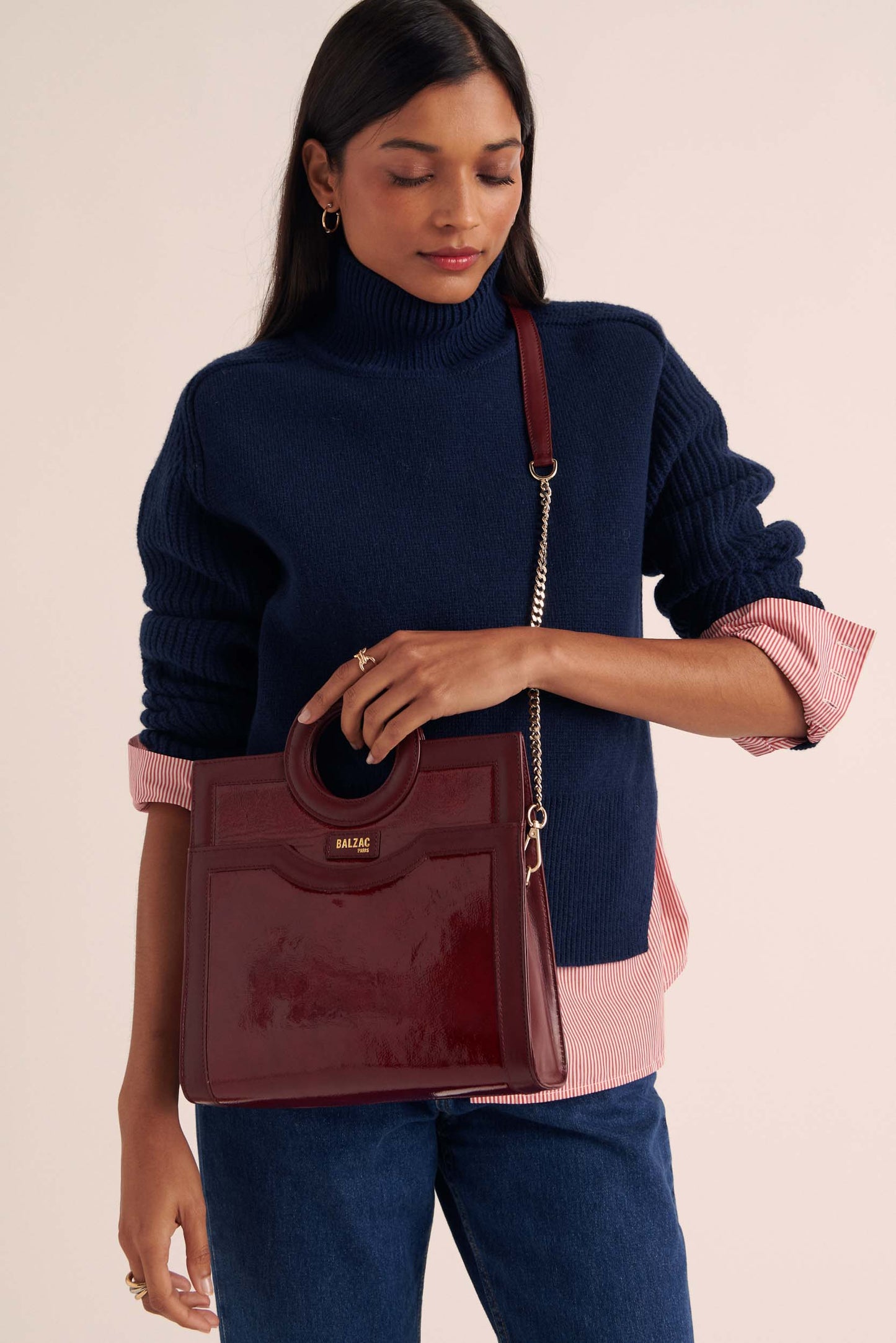 Burgundy bi-material Gaia bag