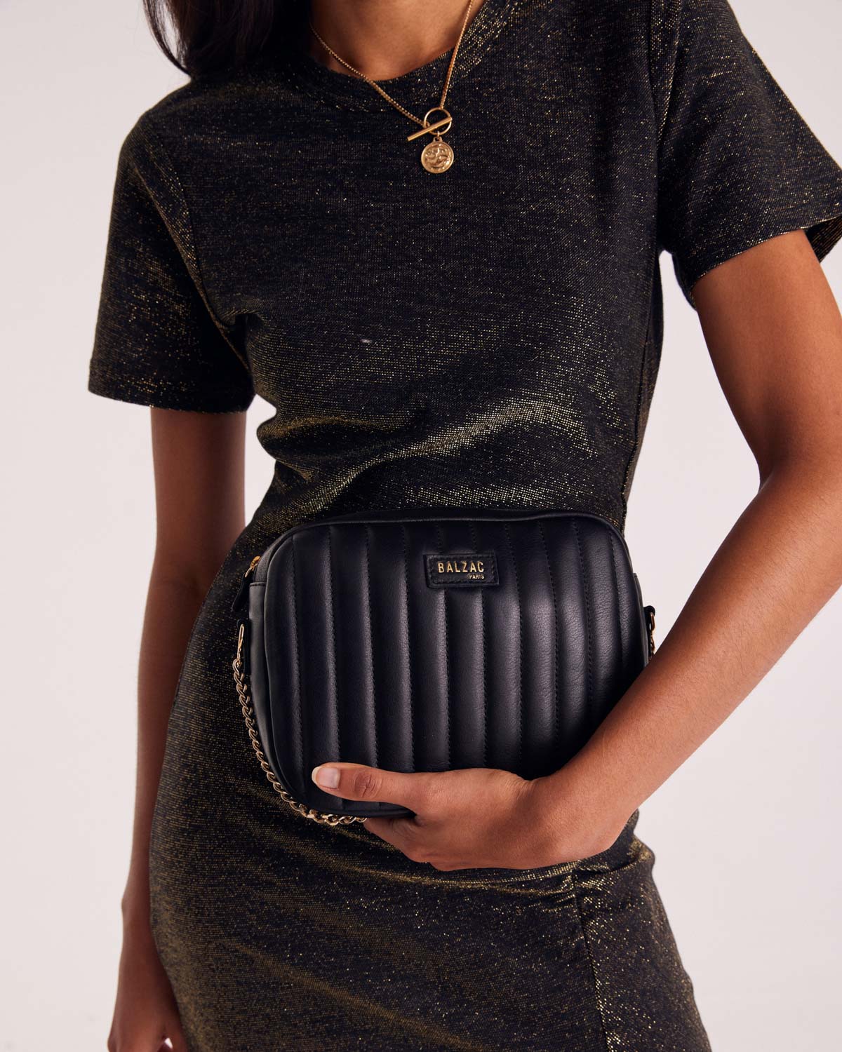 Dress Floréal black iridescent gold