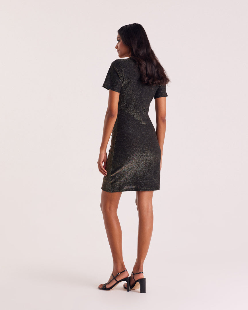 Dress Floréal black iridescent gold