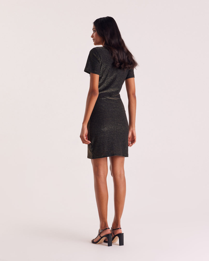 Dress Floréal black iridescent gold