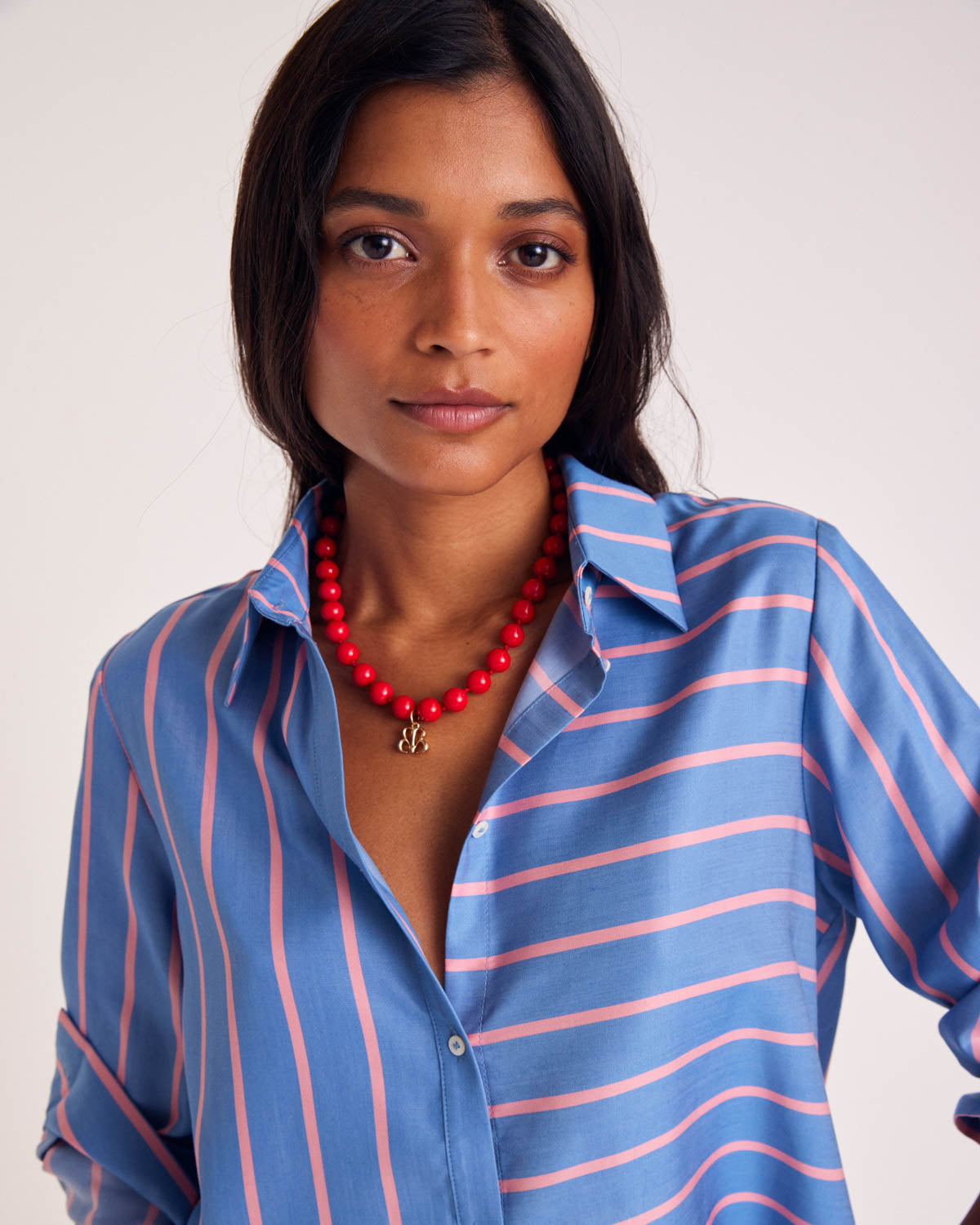 Blue and pink striped Liseron shirt