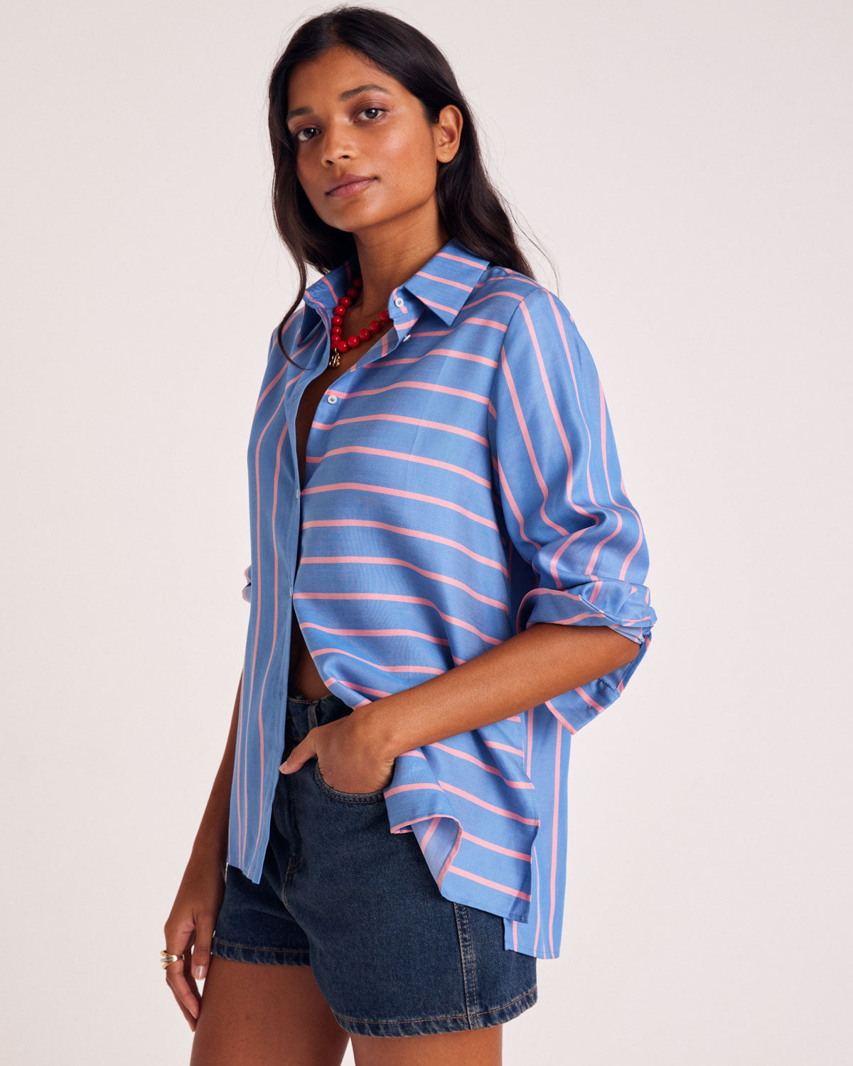 Blue and pink striped Liseron shirt