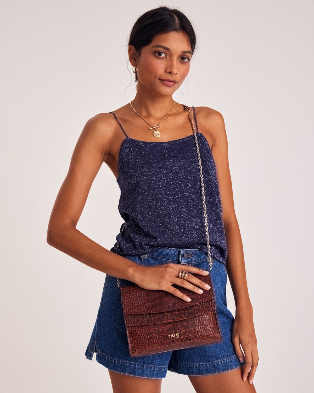 Top Amandier navy iridescent