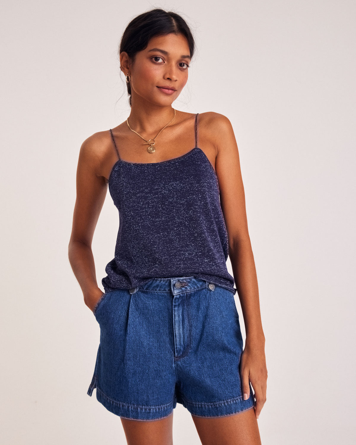 Top Amandier navy iridescent
