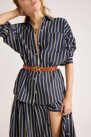 Hector shirt with navy and yellow stripes