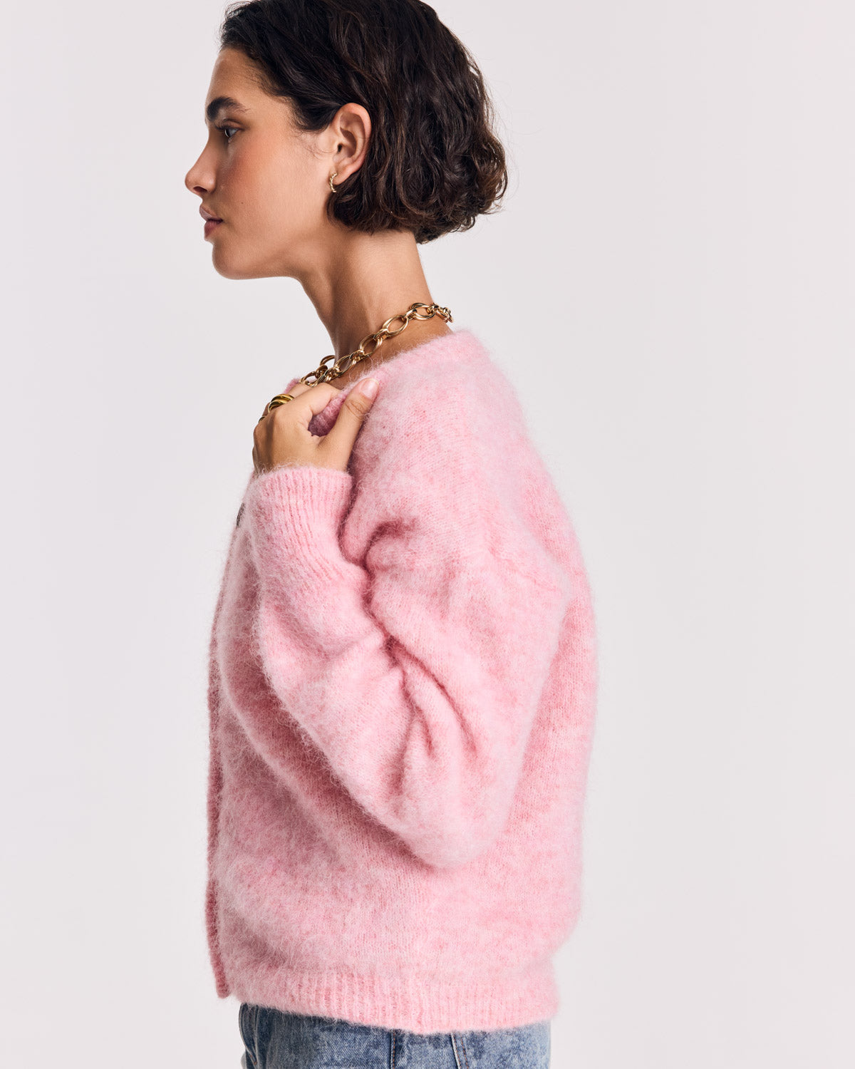 Cardigan Douceur rose pâle