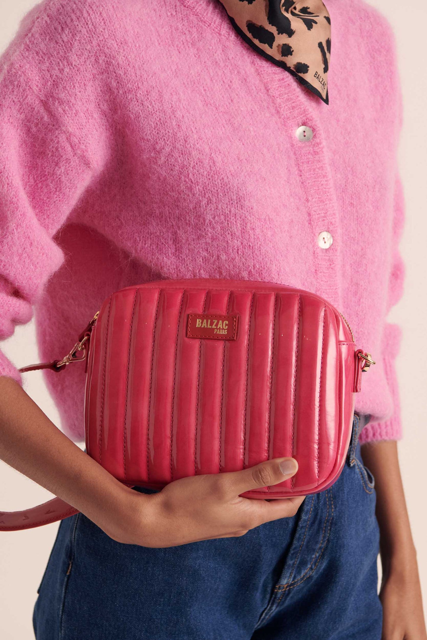 Sac César bisou vernis rose et rouge