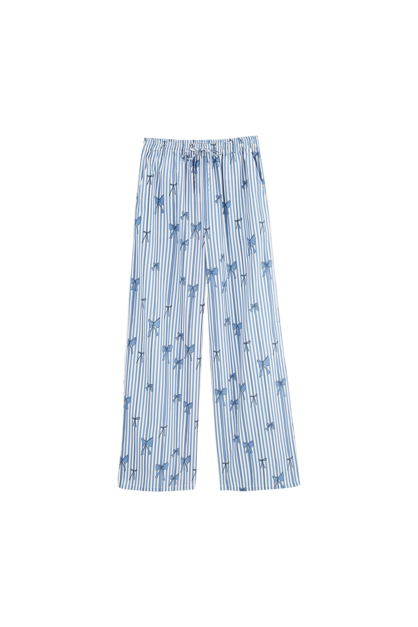 Pantalon Lisea imprimé noeuds bleu