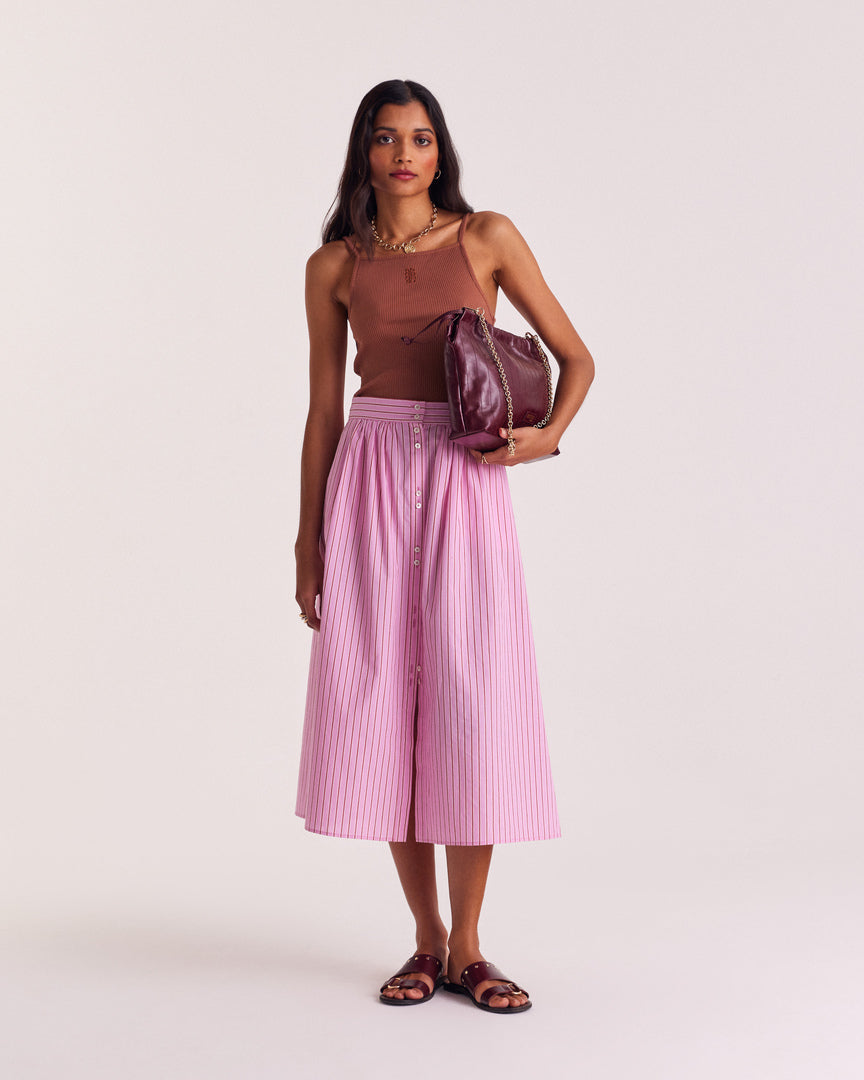 Skirt Sally stripes pink and red