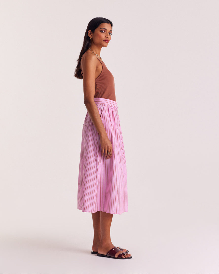 Skirt Sally stripes pink and red