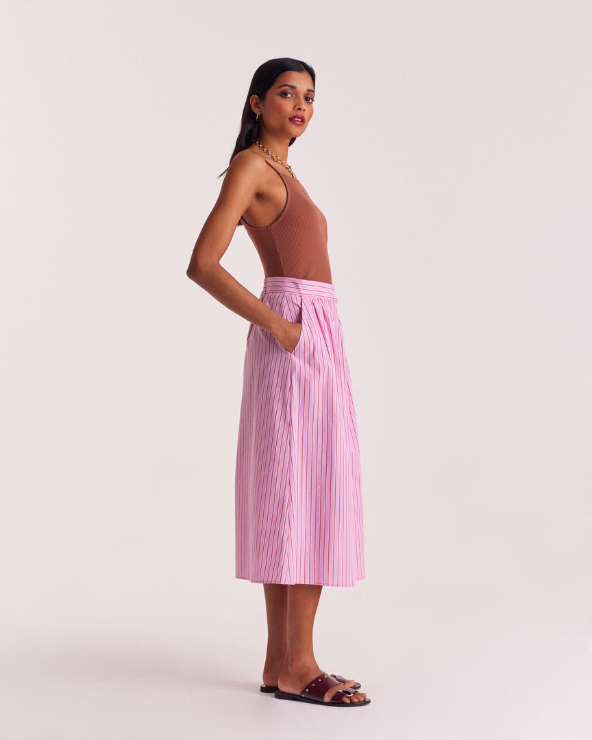 Skirt Sally stripes pink and red