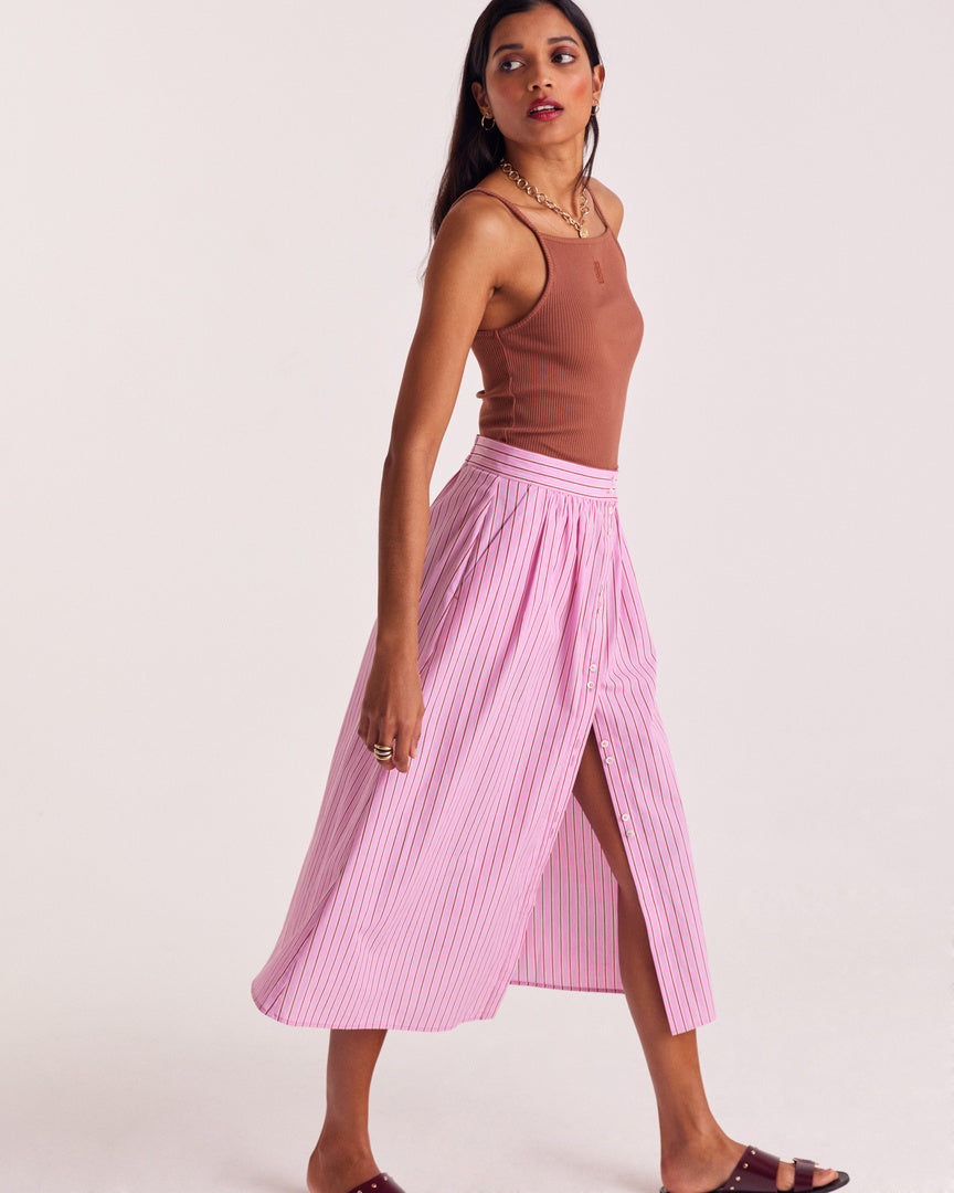 Skirt Sally stripes pink and red