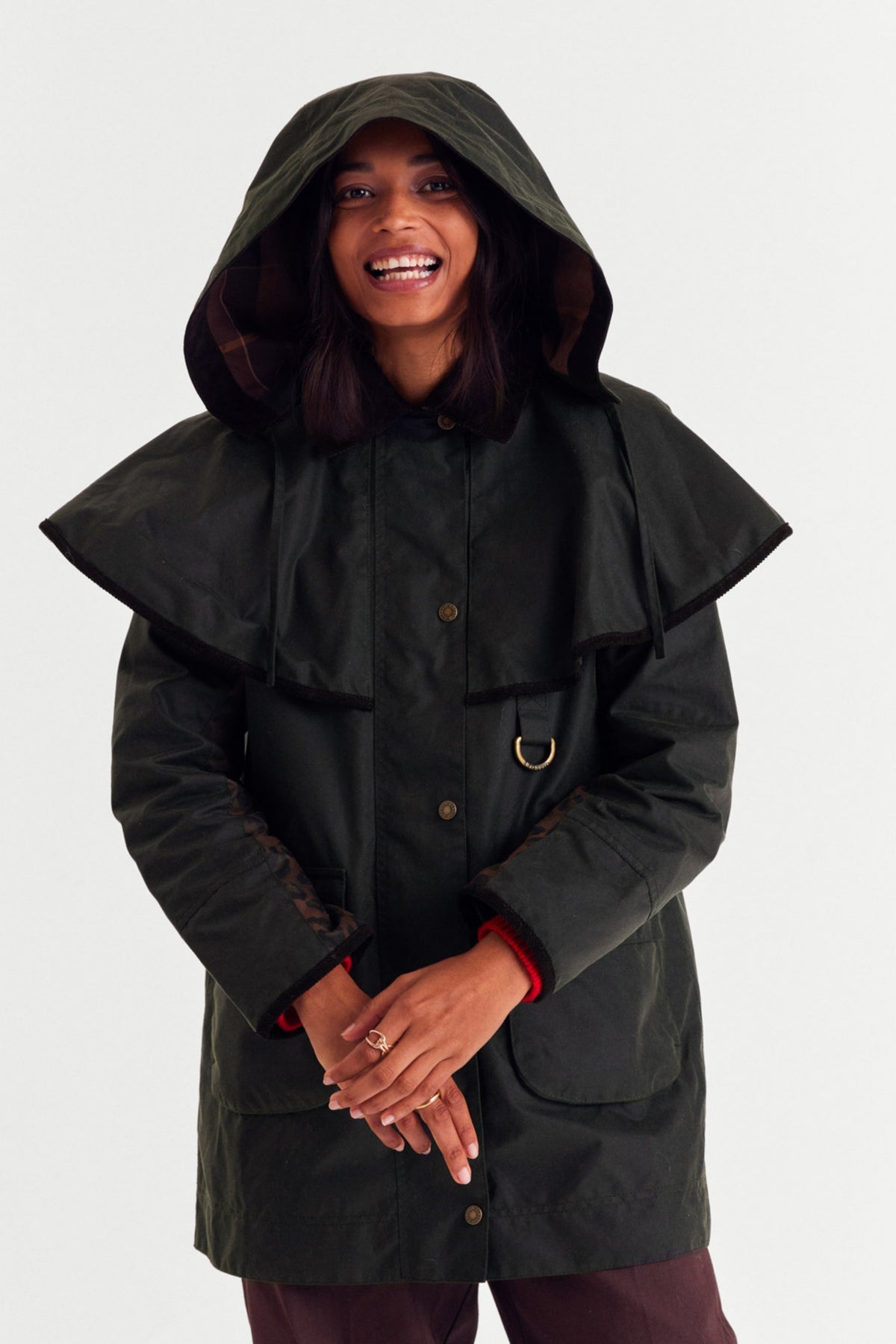 Barbour x Balzac Paris Manon Khaki and Leopard Jacket
