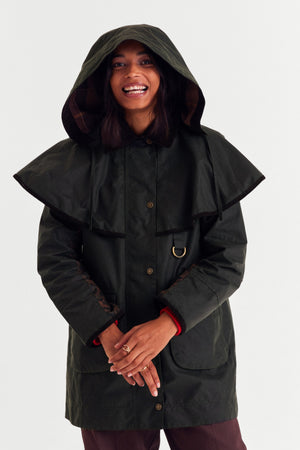 Veste Manon kaki et léopard fauve Barbour x Balzac Paris