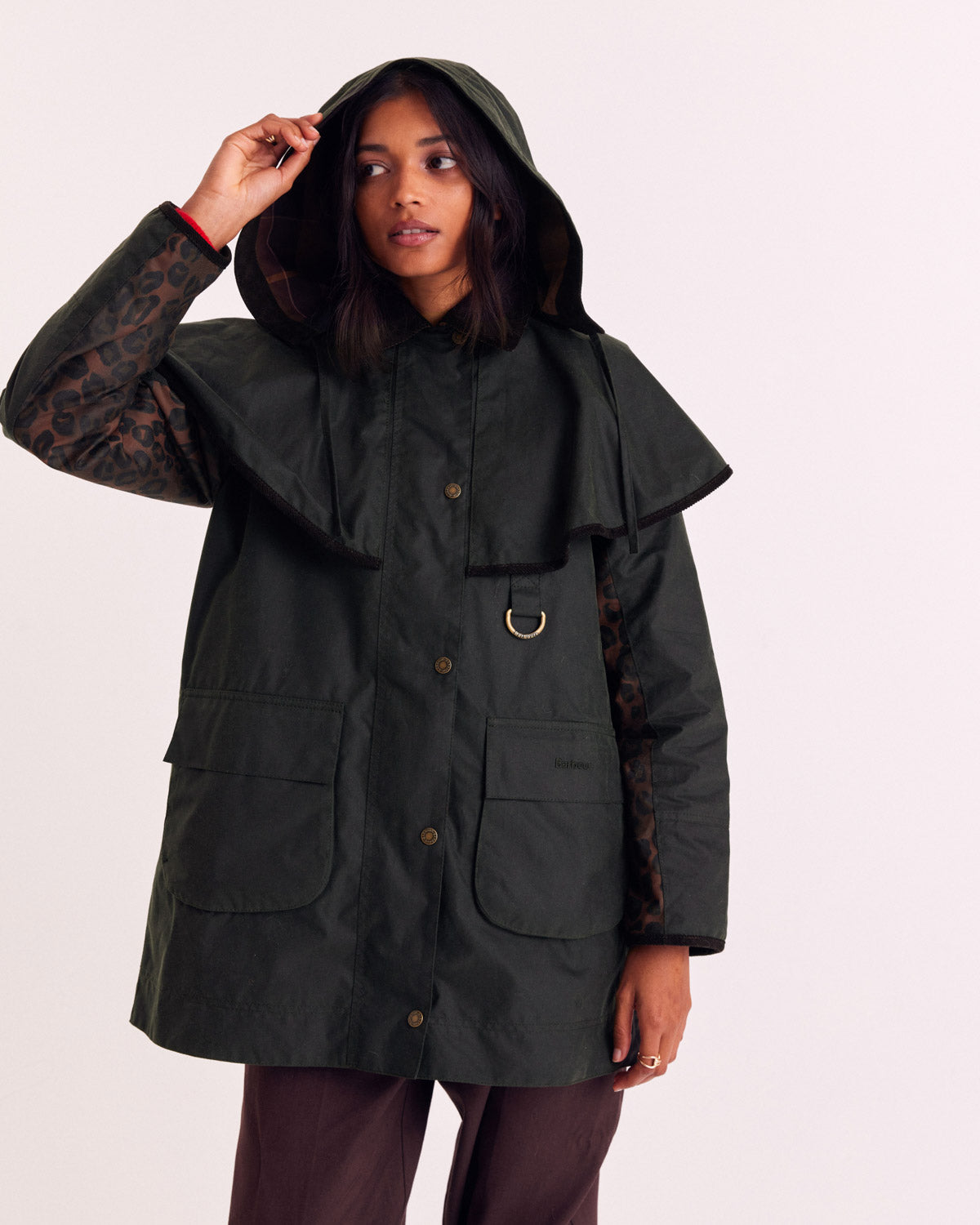 Veste Manon kaki et léopard fauve Barbour x Balzac Paris