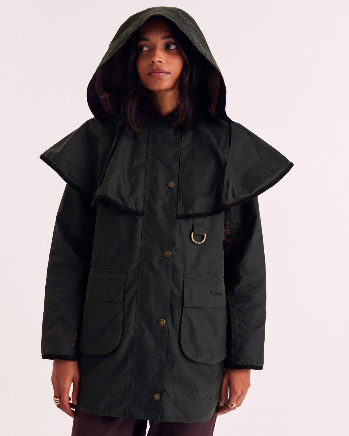 Jacket Manon khaki and leopard tawny Barbour x Balzac Paris