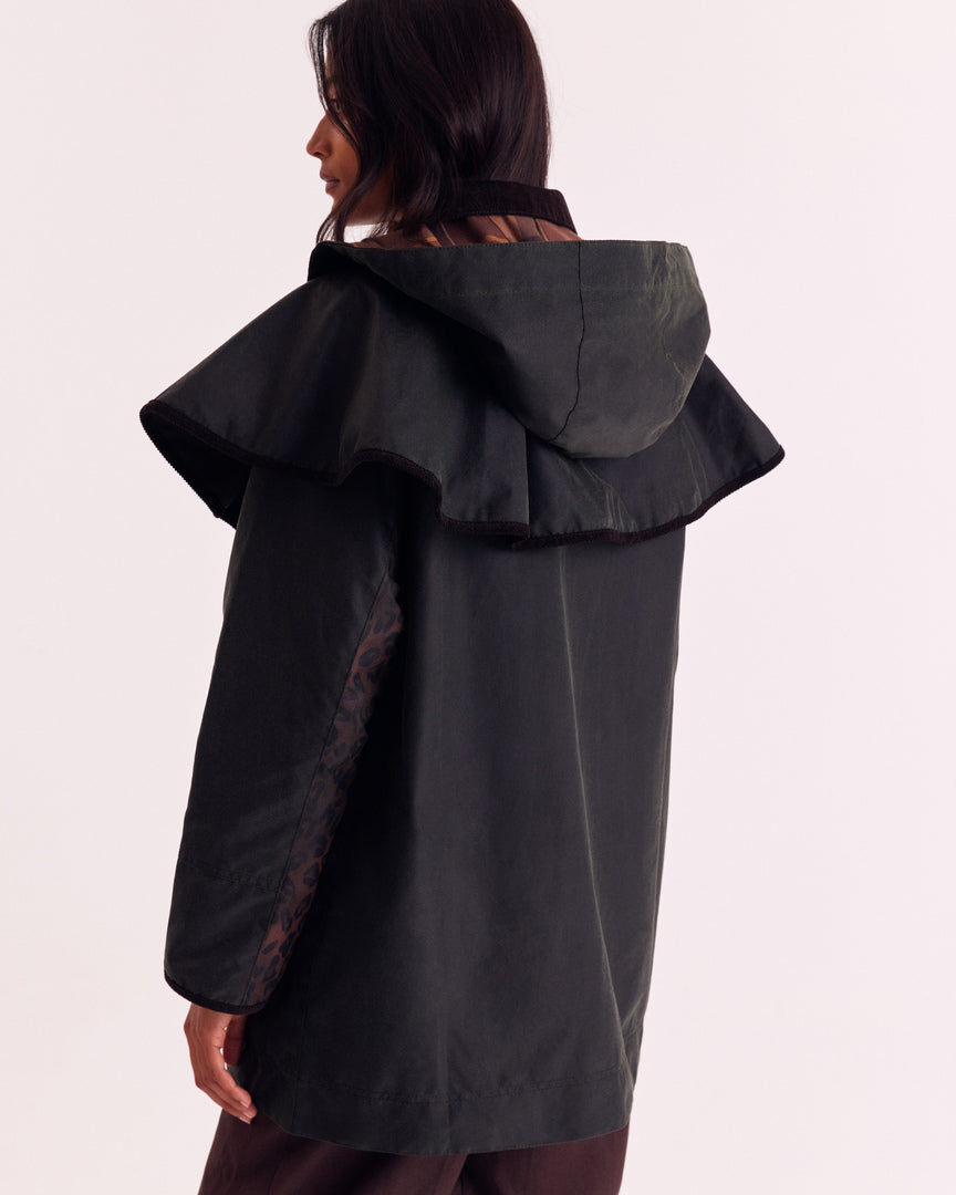 Veste Manon kaki et léopard fauve Barbour x Balzac Paris