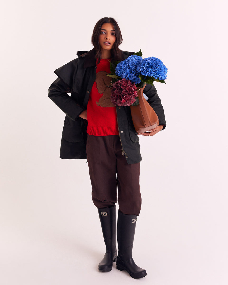 Jacket Manon khaki and leopard tawny Barbour x Balzac Paris