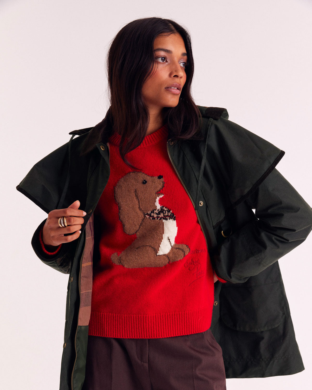 Jacket Manon khaki and leopard tawny Barbour x Balzac Paris