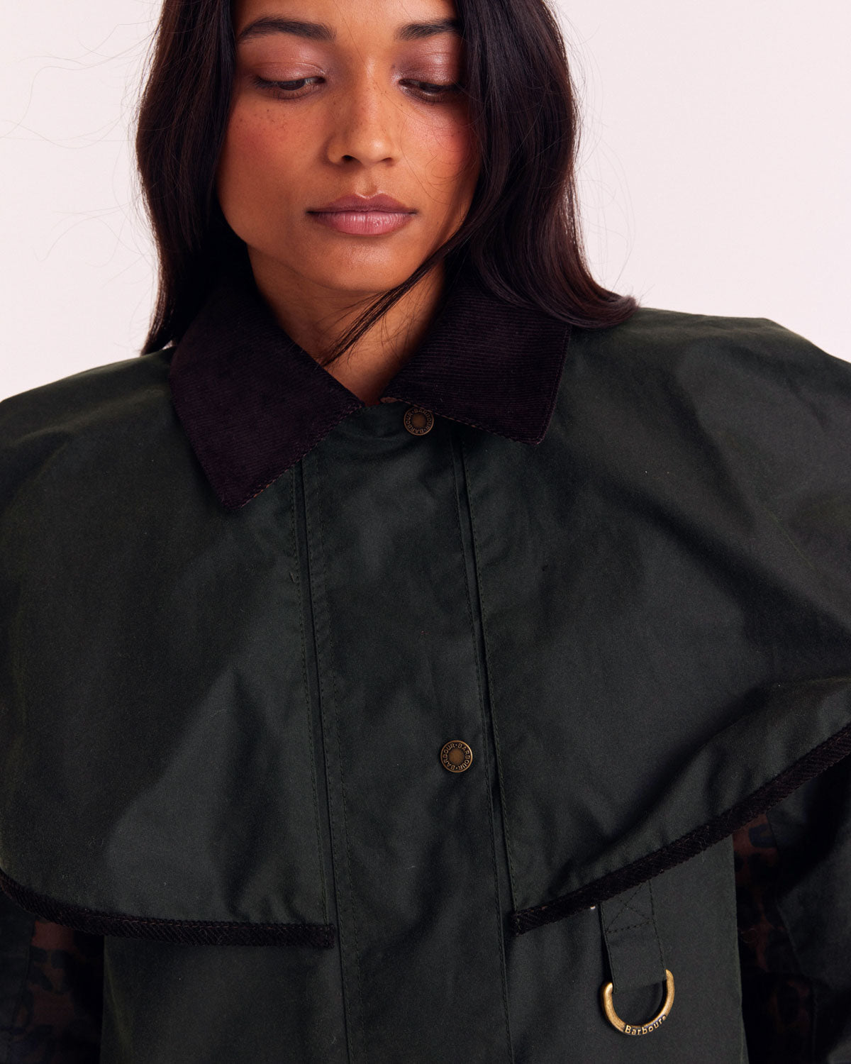 Jacket Manon khaki and leopard tawny Barbour x Balzac Paris