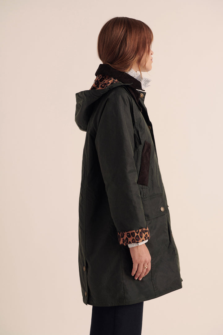 Barbour x BP Khaki and Leopard Colette Coat