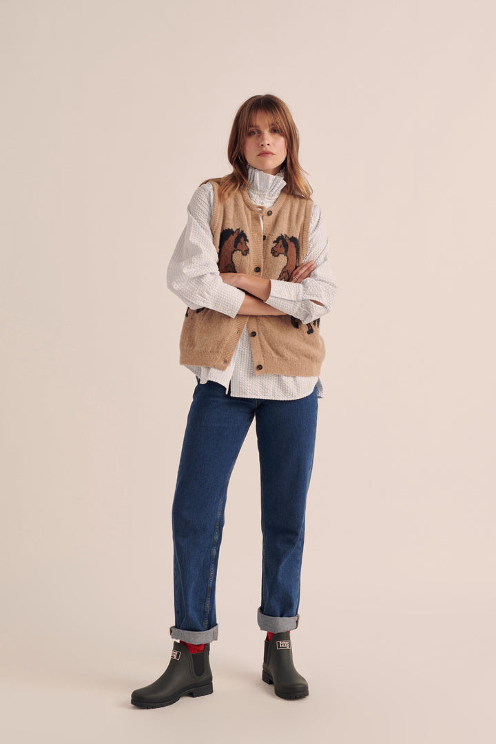 Camicia Léonor righe azzurro cielo e écru Barbour x BP