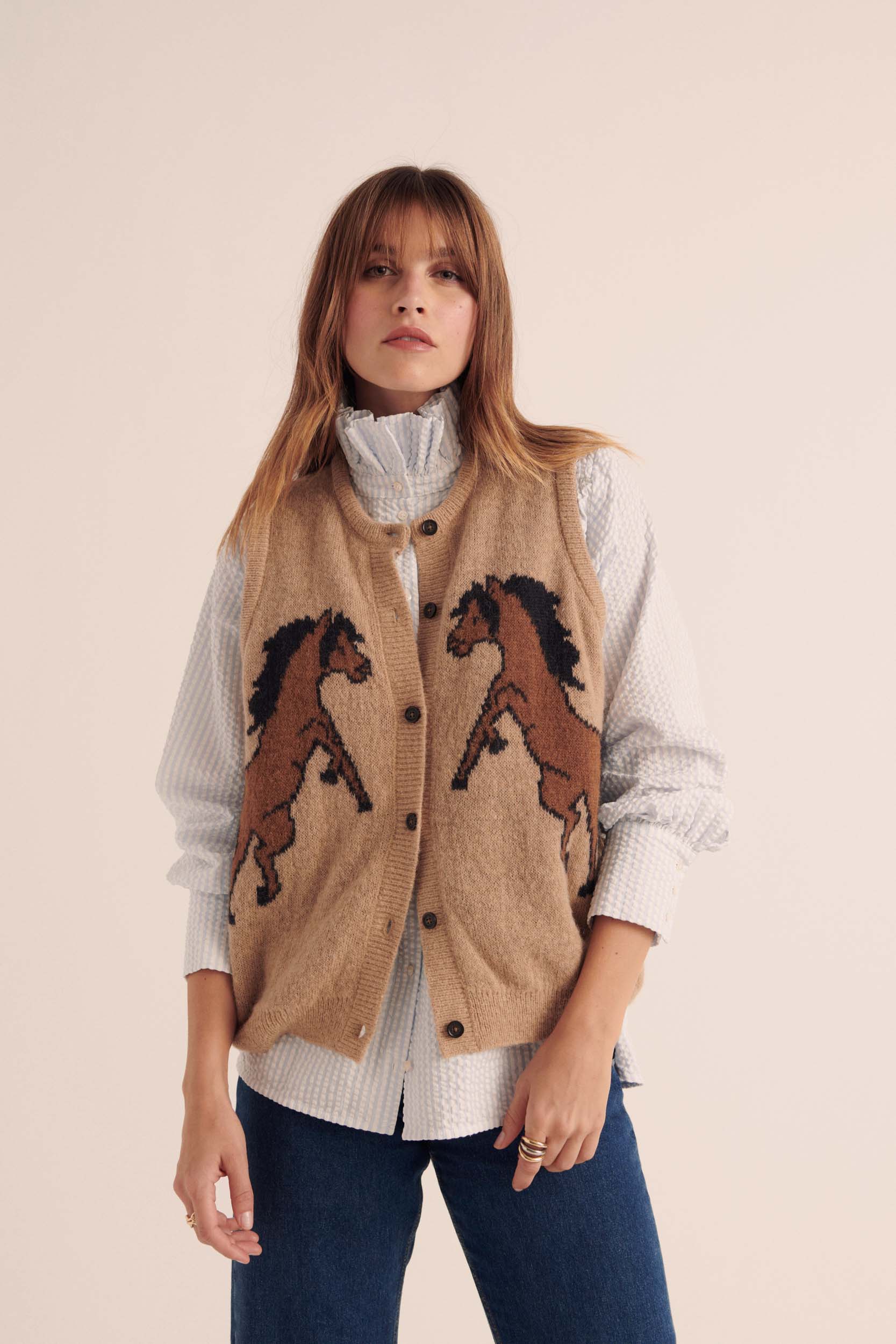 Camicia Léonor righe azzurro cielo e écru Barbour x BP