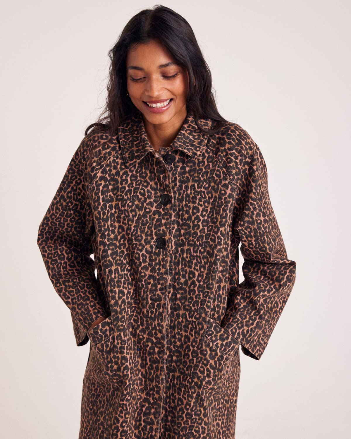 Trench Rosita leopard coffee