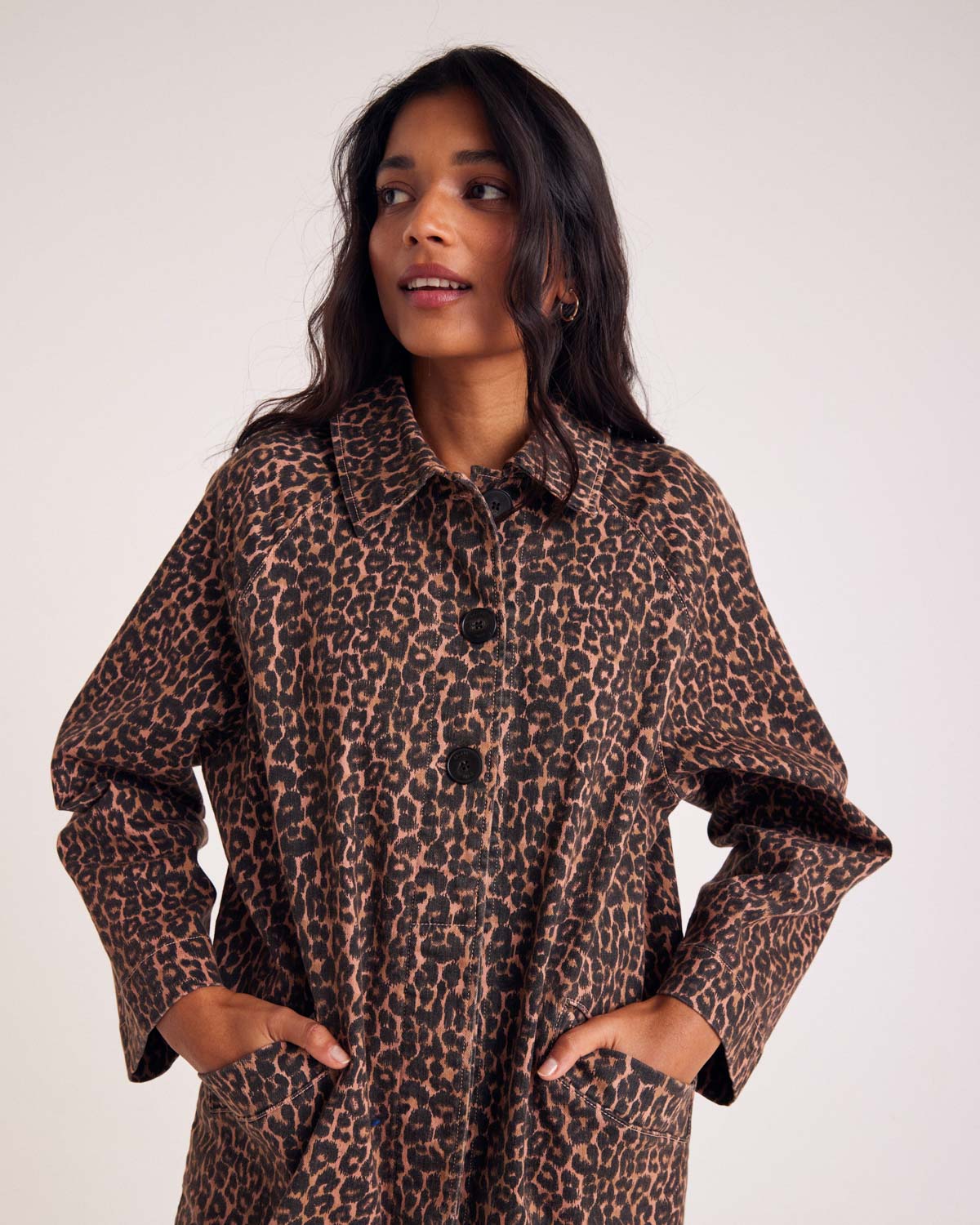 Trench Rosita leopard coffee