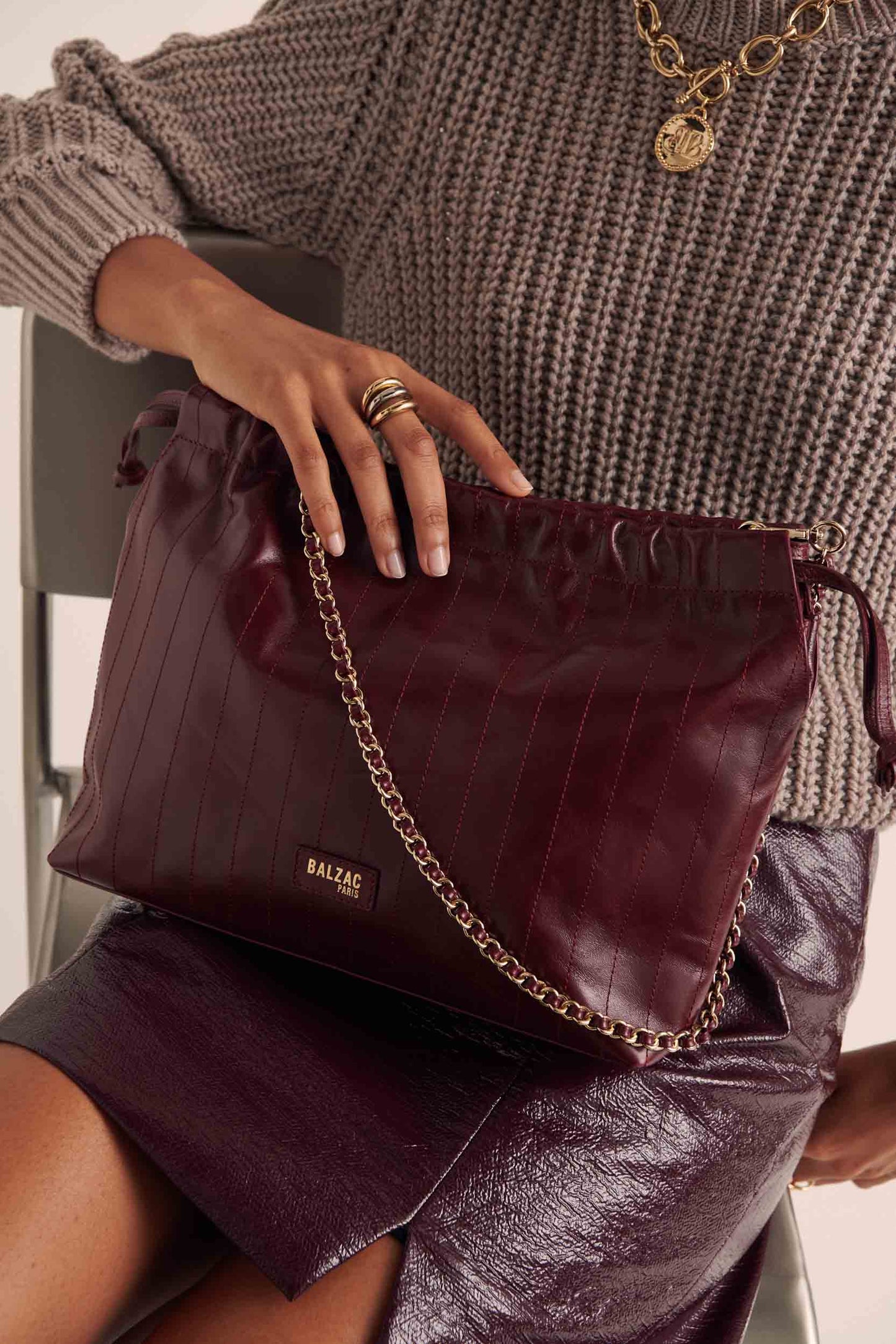 Sac Amaïa froissé bordeaux