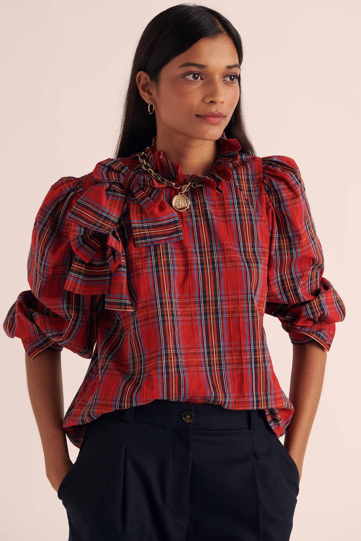 Blouse Diana tartan rouge