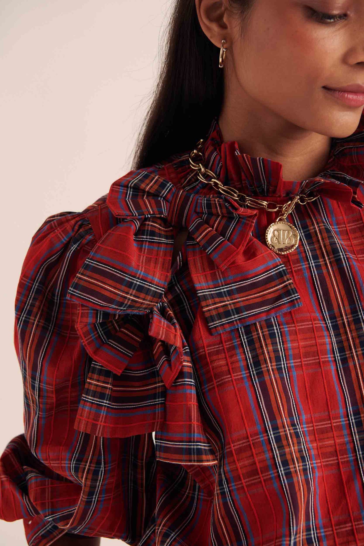 Blouse Diana tartan rouge