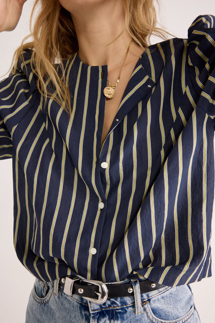 Shirt Luisa stripes navy and yellow
