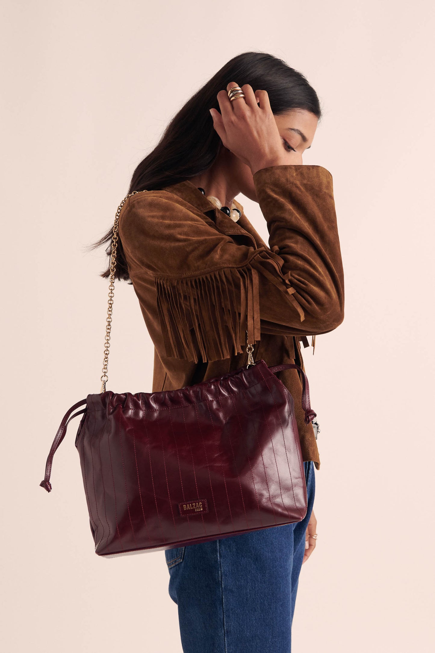 Sac Amaïa froissé bordeaux