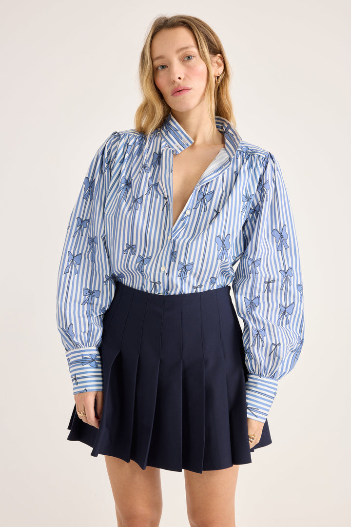 Chemise Bianca imprimé noeuds bleu