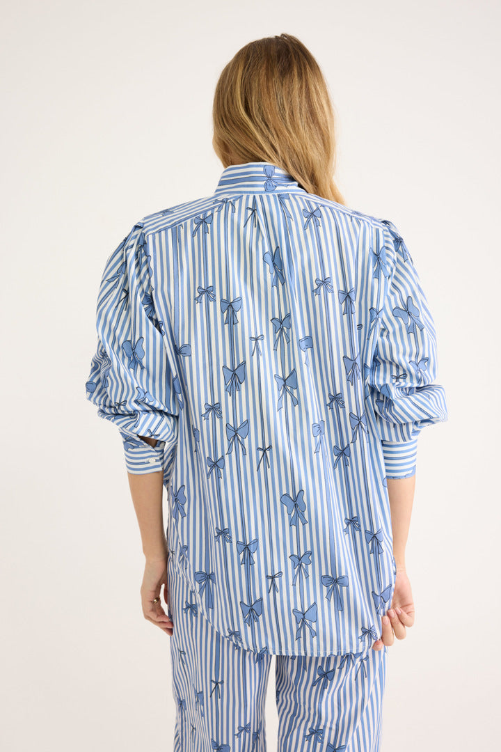 Chemise Bianca imprimé noeuds bleu